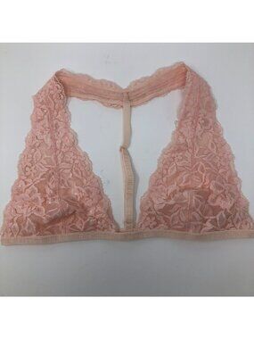 Free People Intimately Truly Madly Deeply Lace Bralette Size M Pink T-Back